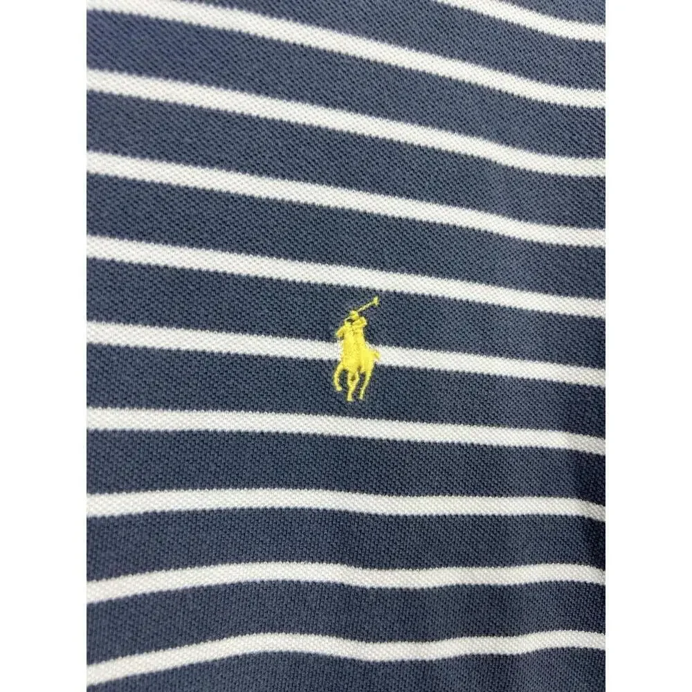 Polo Ralph Lauren Mens Polo Sz L Blue White Stripe Casual Preppy Collegiate